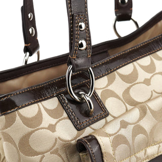 Coach F19043 Beige Signature Turnlock Tote Bag