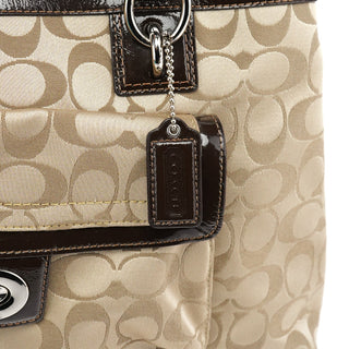 Coach F19043 Beige Signature Turnlock Tote Bag
