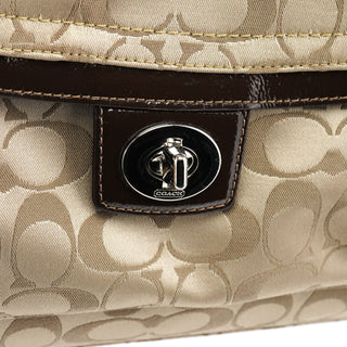 Coach F19043 Beige Signature Turnlock Tote Bag