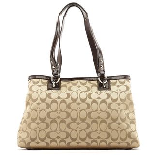 Coach F19043 Beige Signature Turnlock Tote Bag