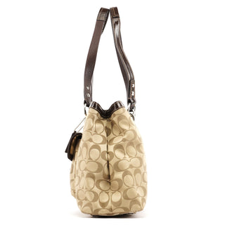 Coach F19043 Beige Signature Turnlock Tote Bag