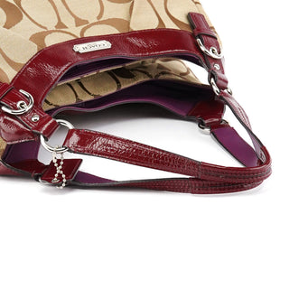 Coach F19251 Beige Signature Canvas Hobo Shoulder Bag