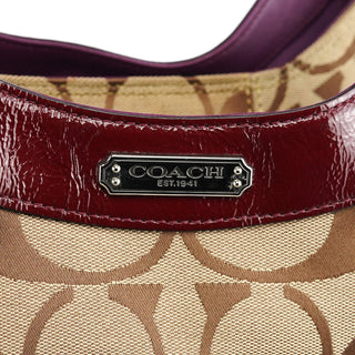 Coach F19251 Beige Signature Canvas Hobo Shoulder Bag
