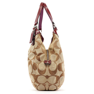 Coach F19251 Beige Signature Canvas Hobo Shoulder Bag