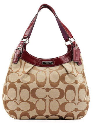 Coach F19251 Beige Signature Canvas Hobo Shoulder Bag