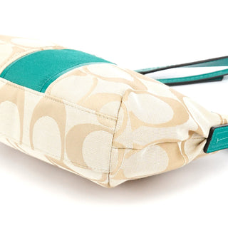 Coach F23544 Beige Green Signature C 2-Way Bag