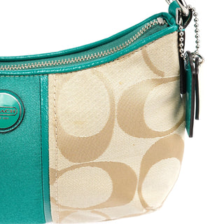 Coach F23544 Beige Green Signature C 2-Way Bag