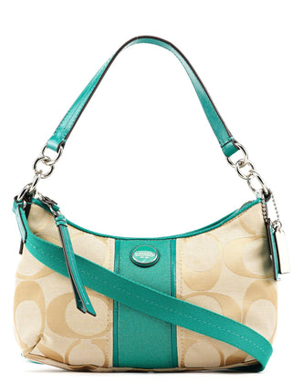 Coach F23544 Beige Green Signature C 2-Way Bag