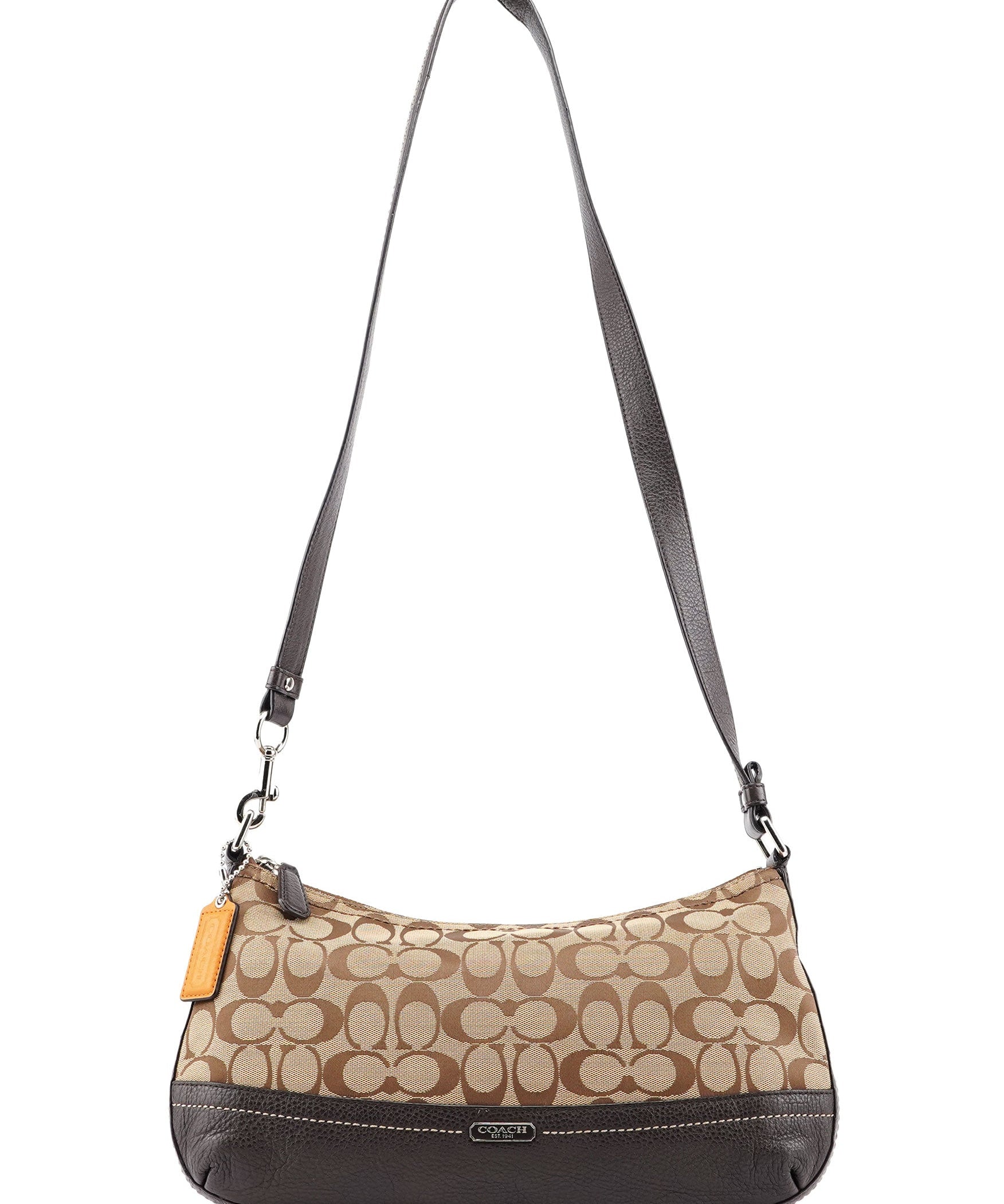Coach F24028 Beige Brown Signature C 2-Way Shoulder Bag