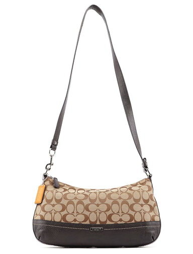 Coach F24028 Beige Brown Signature C 2-Way Shoulder Bag