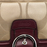 Coach F24742 Beige Burgundy Signature Soho Tote Bag