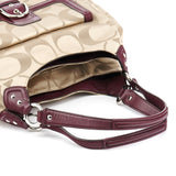 Coach F24742 Beige Burgundy Signature Soho Tote Bag