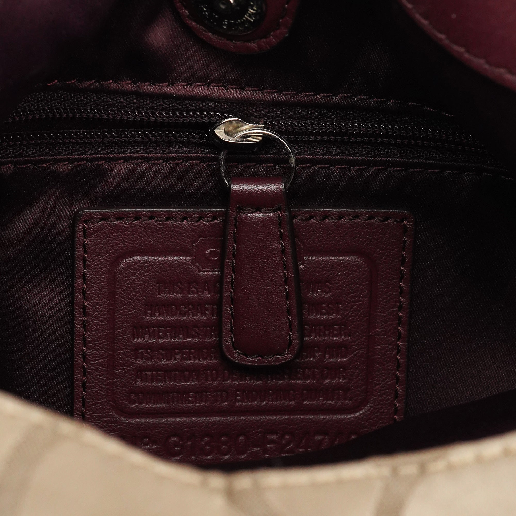 Coach F24742 Beige Burgundy Signature Soho Tote Bag