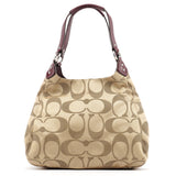 Coach F24742 Beige Burgundy Signature Soho Tote Bag