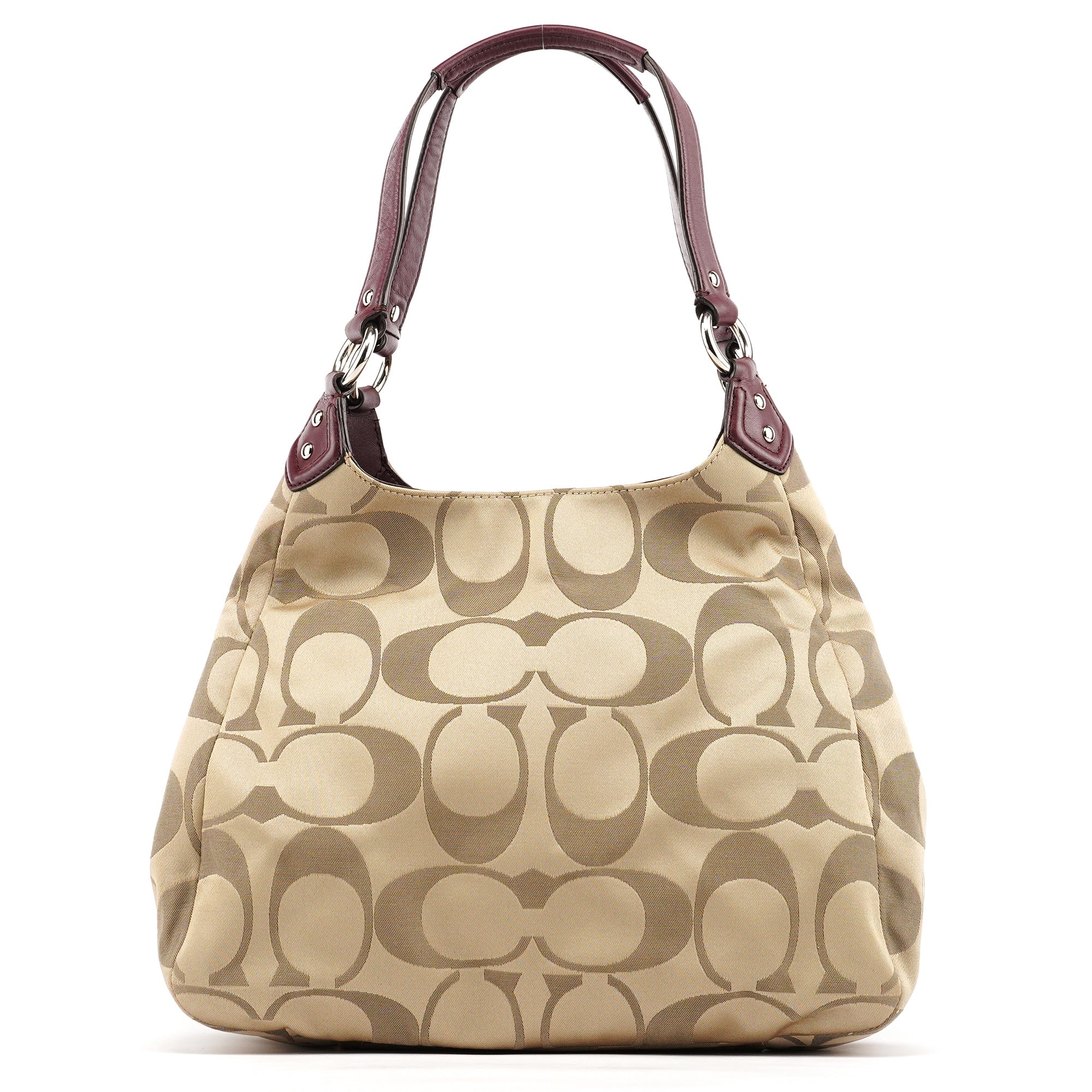 Coach F24742 Beige Burgundy Signature Soho Tote Bag