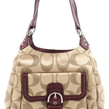 Coach F24742 Beige Burgundy Signature Soho Tote Bag