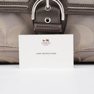 Coach F24742 Beige Metallic Leather Soho Tote Bag