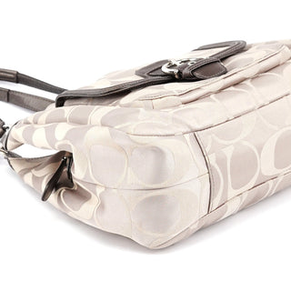 Coach F24742 Beige Metallic Leather Soho Tote Bag