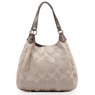 Coach F24742 Beige Metallic Leather Soho Tote Bag