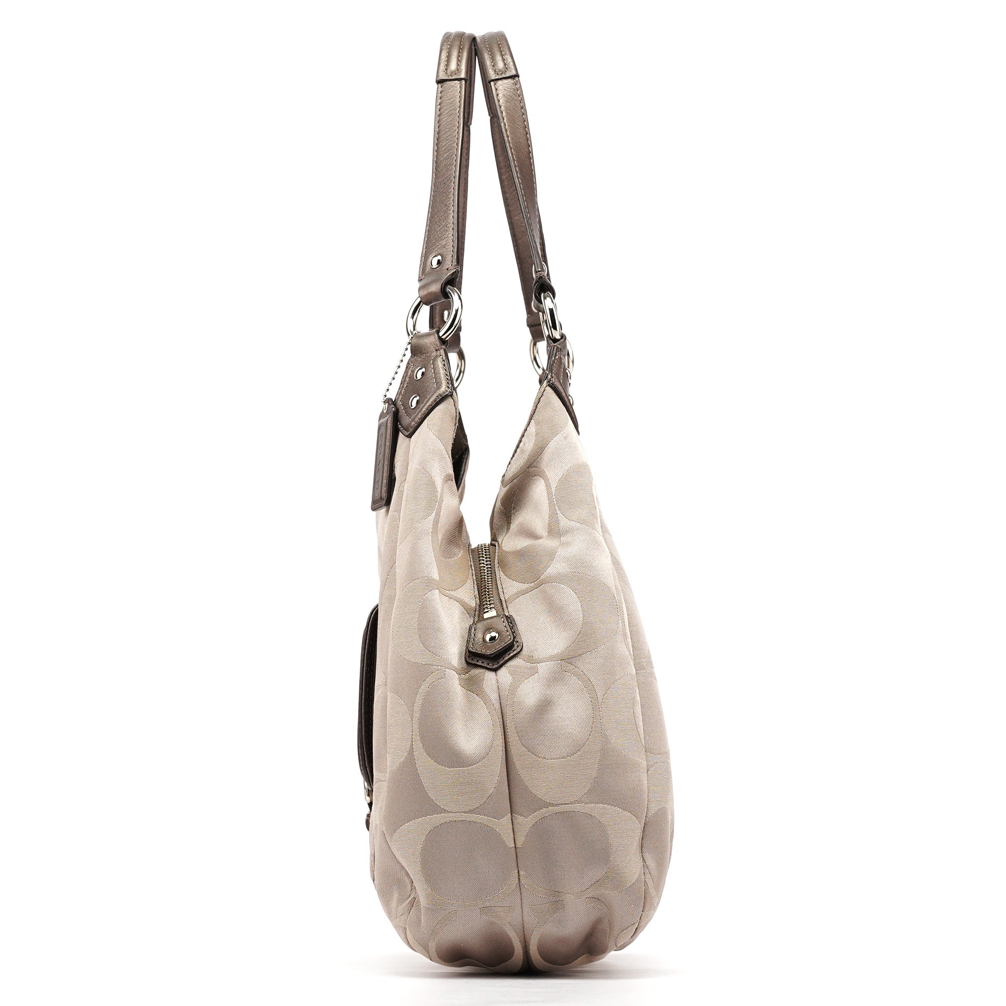 Coach F24742 Beige Metallic Leather Soho Tote Bag