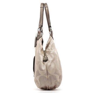 Coach F24742 Beige Metallic Leather Soho Tote Bag