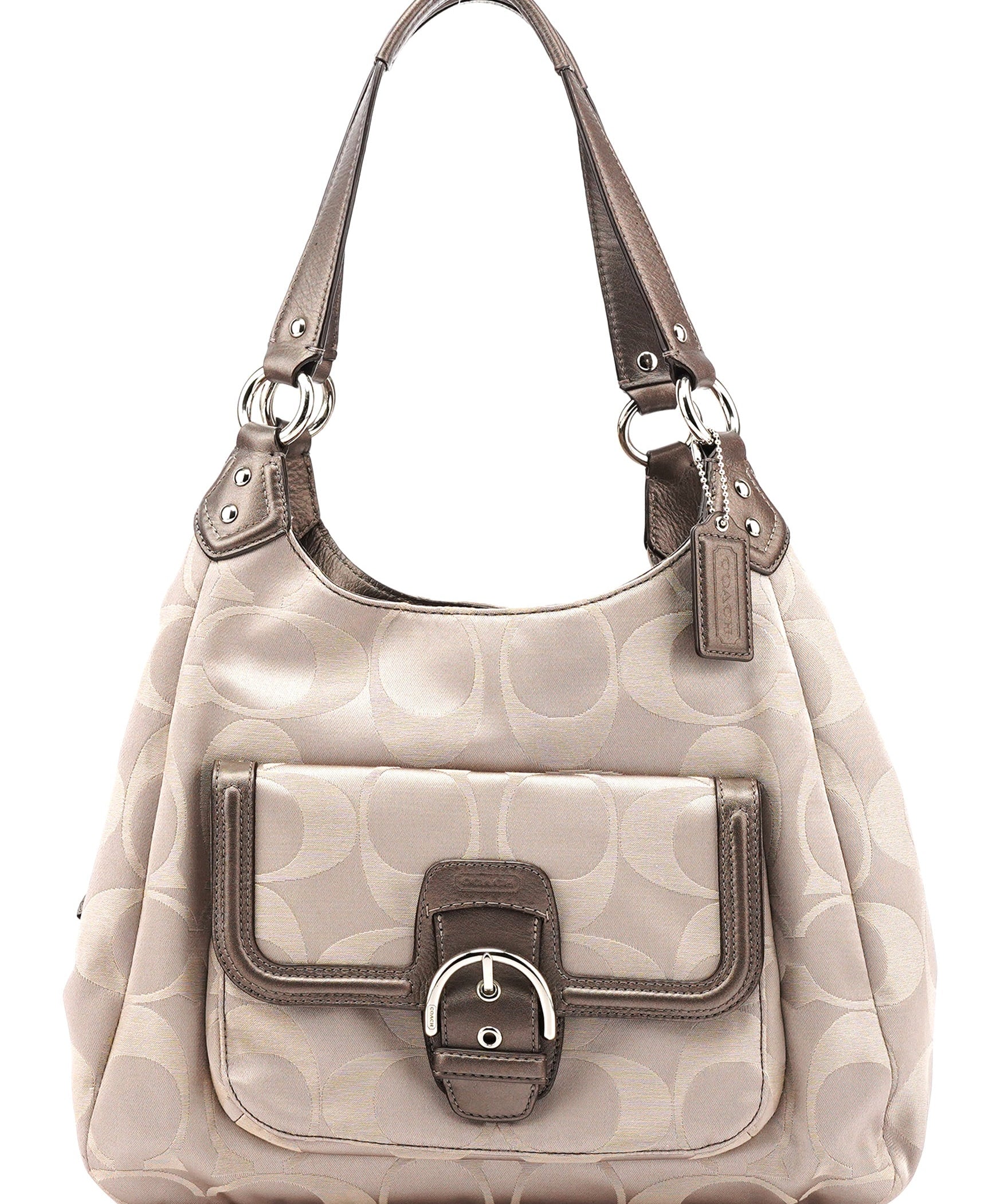 Coach F24742 Beige Metallic Leather Soho Tote Bag