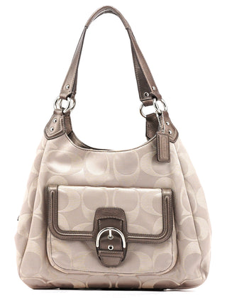 Coach F24742 Beige Metallic Leather Soho Tote Bag