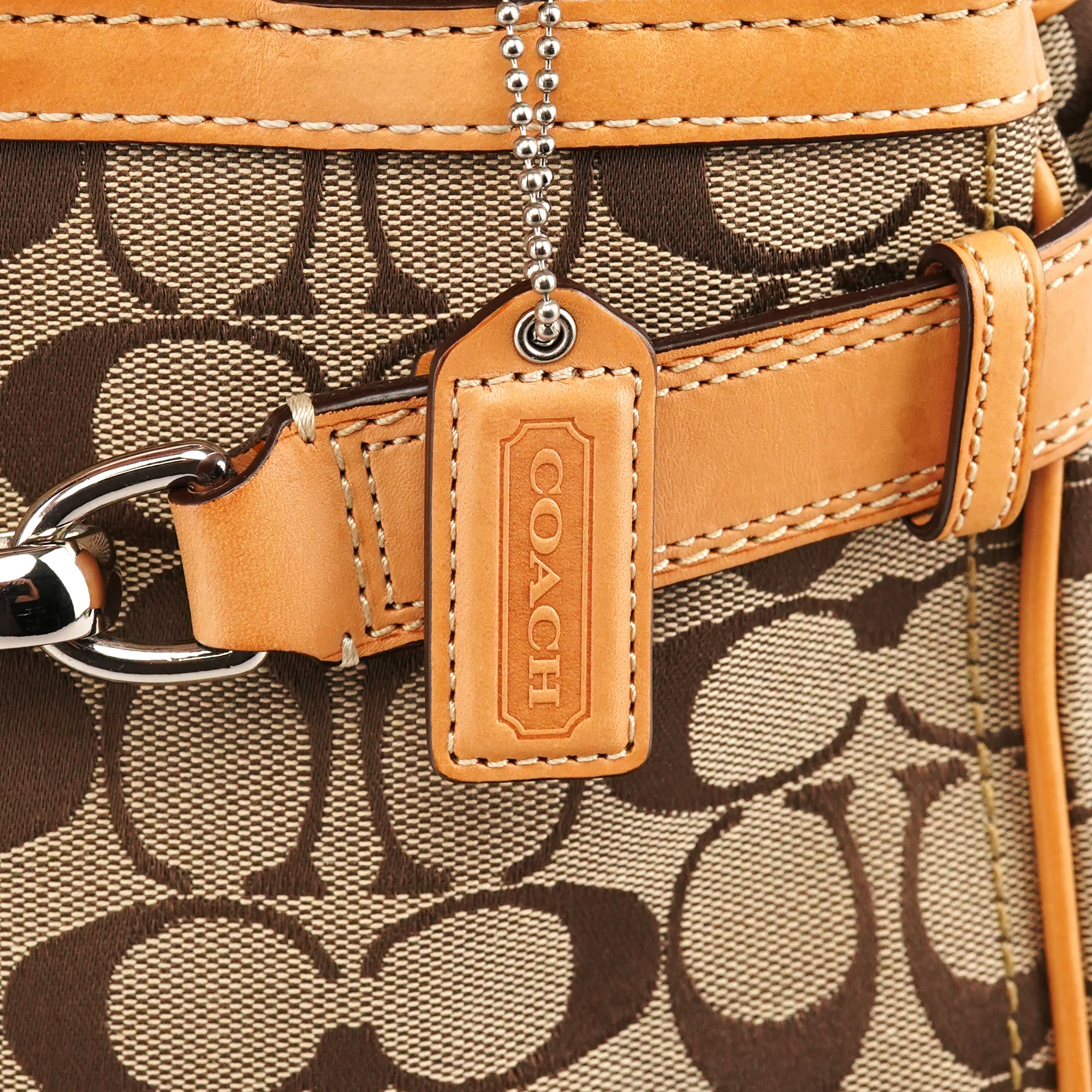 Coach FS8K06 Henkeltasche aus Signature Canvas in Beige und Hellbraun