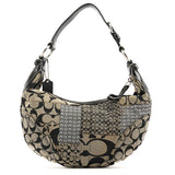 Coach Grey Black Signature Canvas Patchwork Shoulder Bag