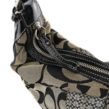 Coach Grey Black Signature Canvas Patchwork Shoulder Bag