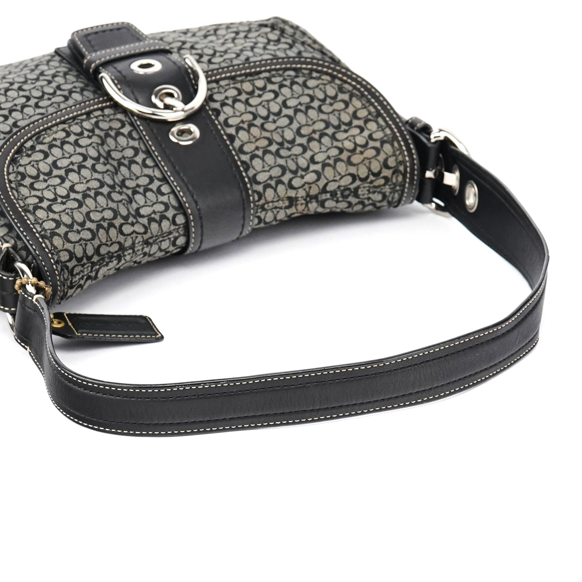 Coach Sac porté épaule Soho en toile Signature grise et noire