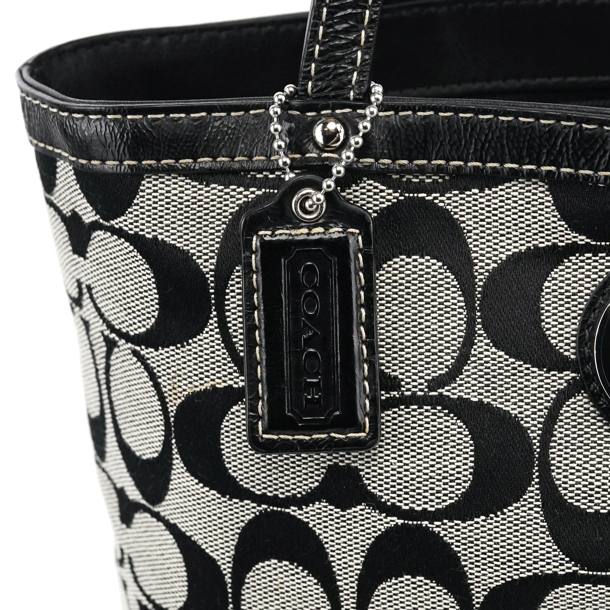 Coach Grey Black Signature Tote Bag