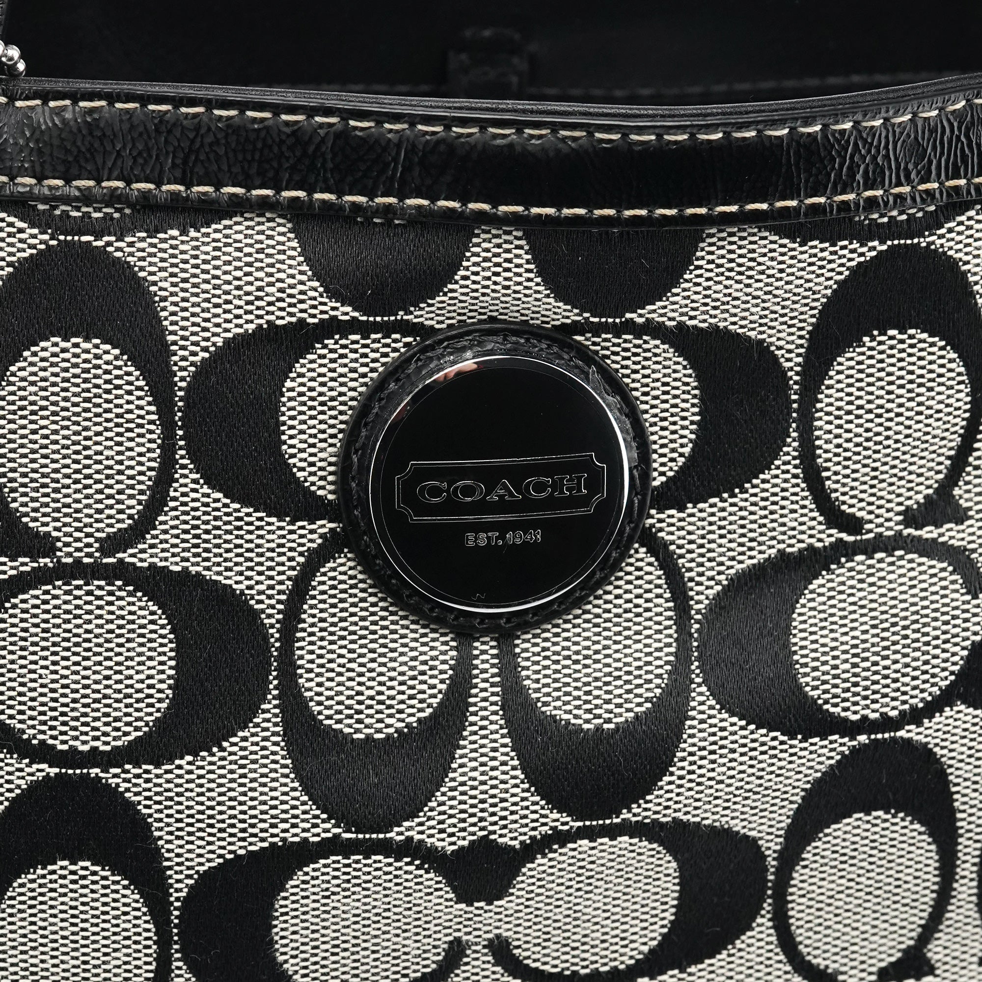 Coach Grey Black Signature Tote Bag