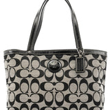 Coach Grey Black Signature Tote Bag