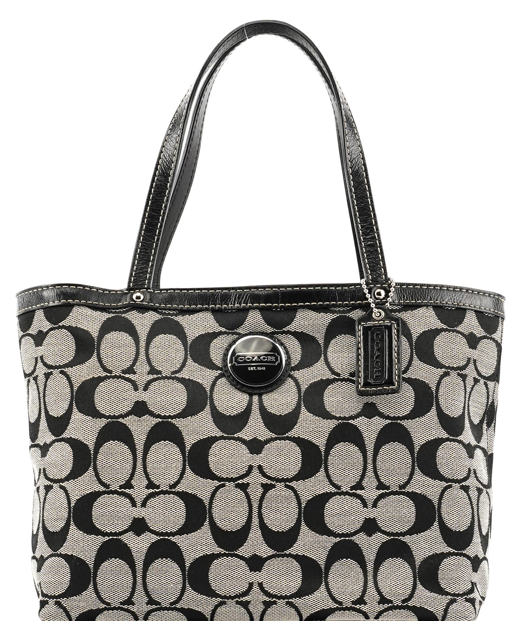 Coach Grey Black Signature Tote Bag
