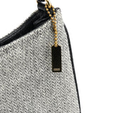 Coach Schultertasche aus grauer Wolle mit Fischgratmuster