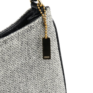 Coach Grey Herringbone Wool Shoulder Bag