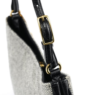 Coach Grey Herringbone Wool Shoulder Bag
