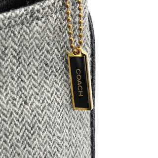 Coach Grey Herringbone Wool Shoulder Bag