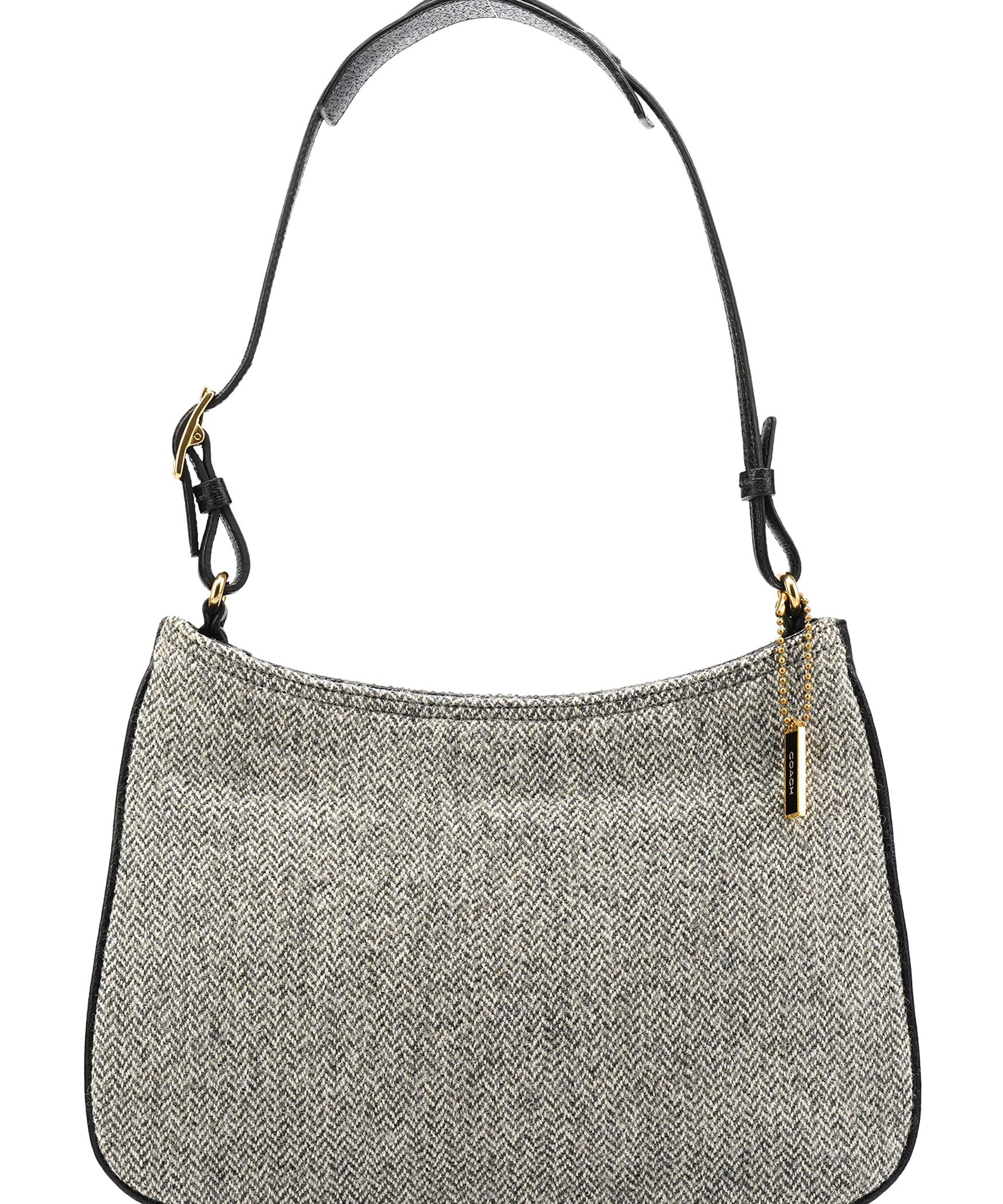 Coach Grey Herringbone Wool Shoulder Bag