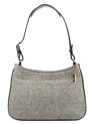 Coach Grey Herringbone Wool Shoulder Bag