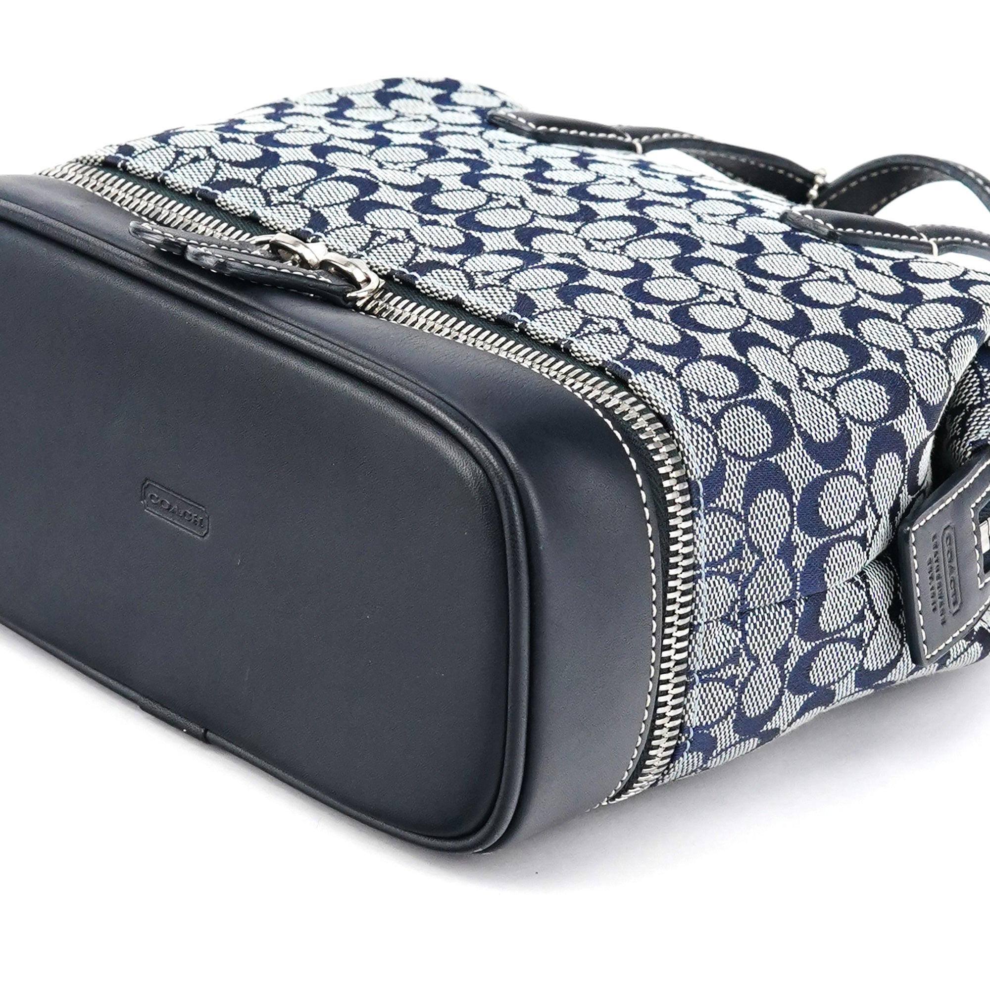 Coach Grey Navy Signature Canvas Tote Bag
