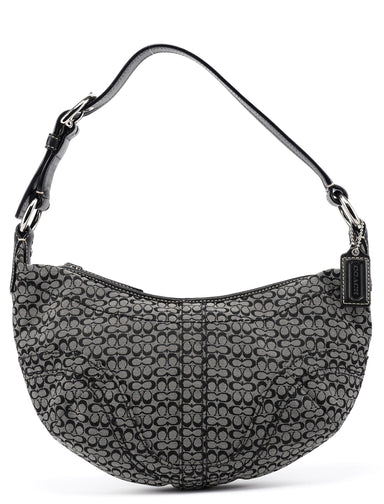 Coach Grey Signature C Crescent Hobo Shoulder Bag