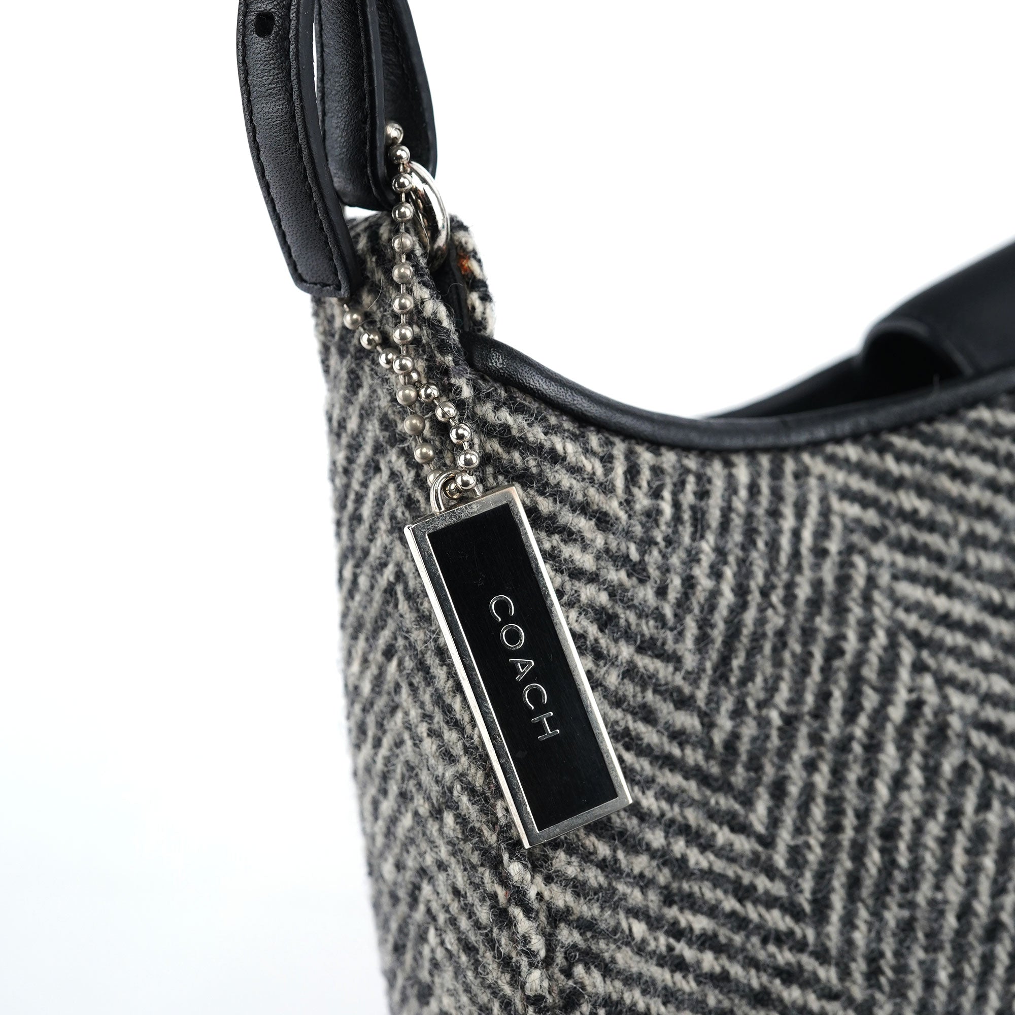 Coach Grey Wool Hobo Shoulder Bag