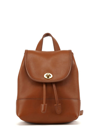 Coach Light Brown Leather Turnlock Backpack