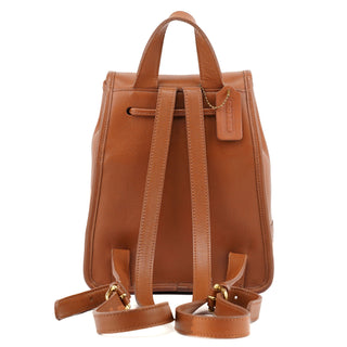 Coach Light Brown Leather Turnlock Backpack