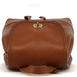 Coach Light Brown Leather Turnlock Backpack