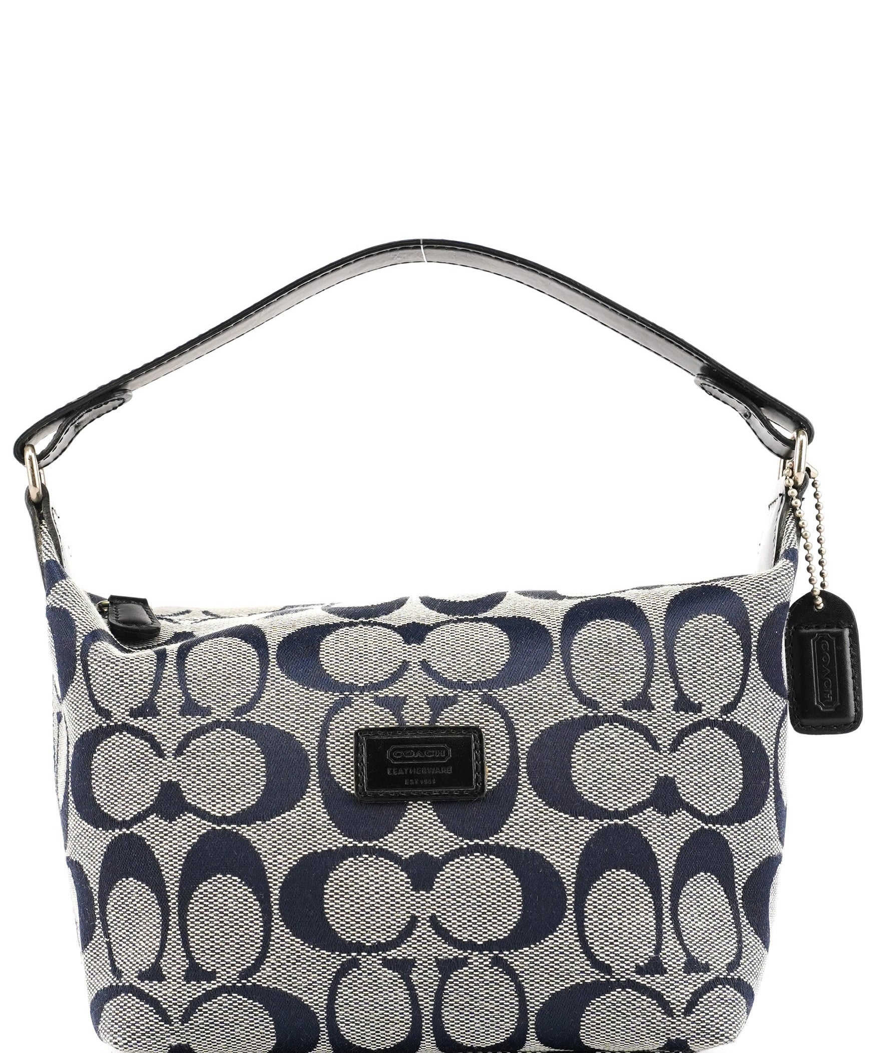 Coach Navy Signature Canvas Mini Hobo Bag