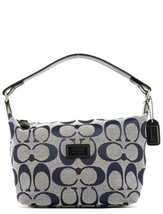 Coach Navy Signature Canvas Mini Hobo Bag