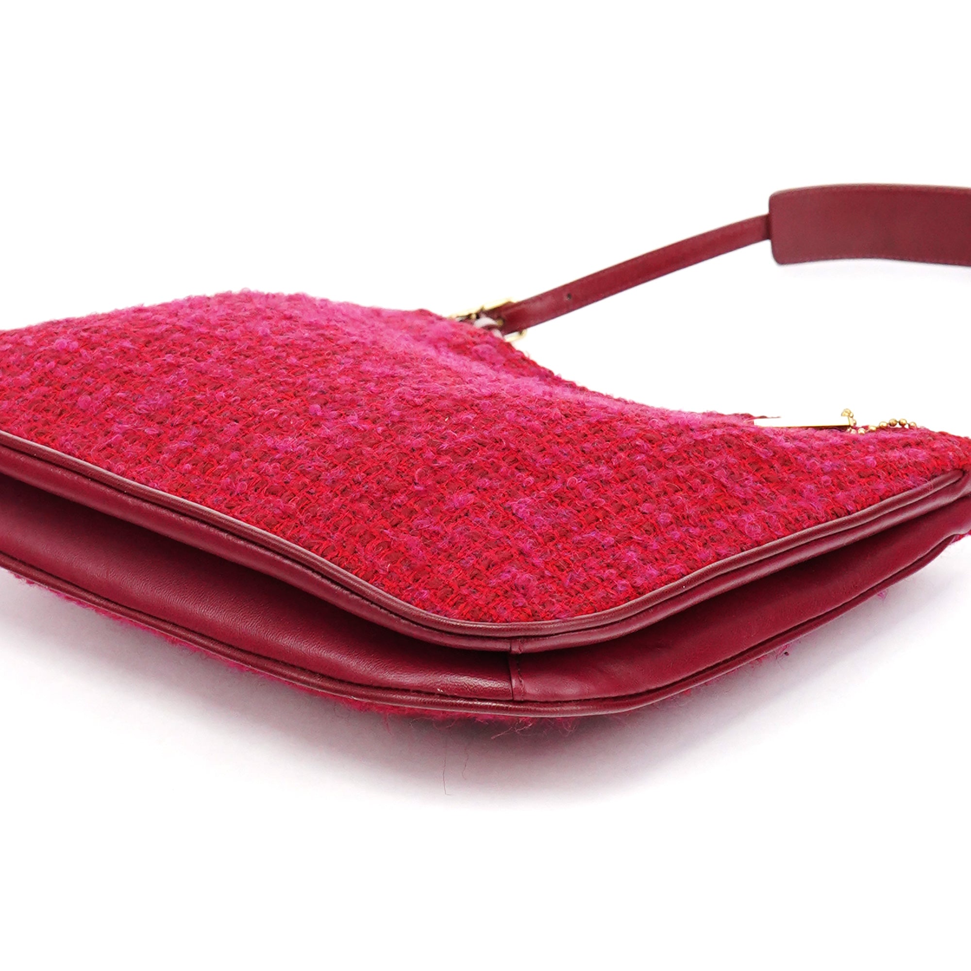 Coach Pink Tweed Leather Shoulder Bag
